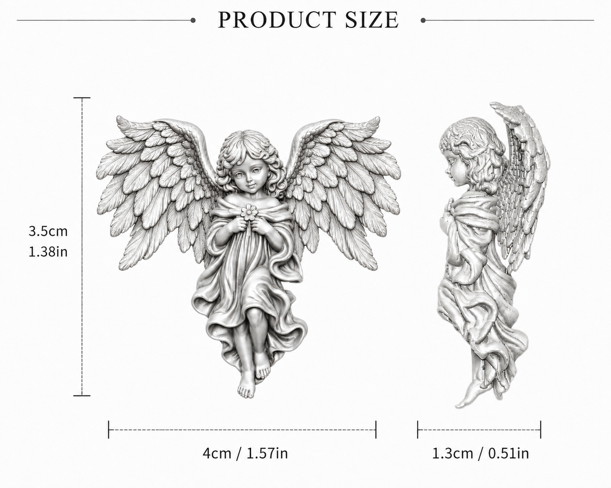 SylFigure Guardian Angel Sterling Silver Pendant with Marquise Moissanite
